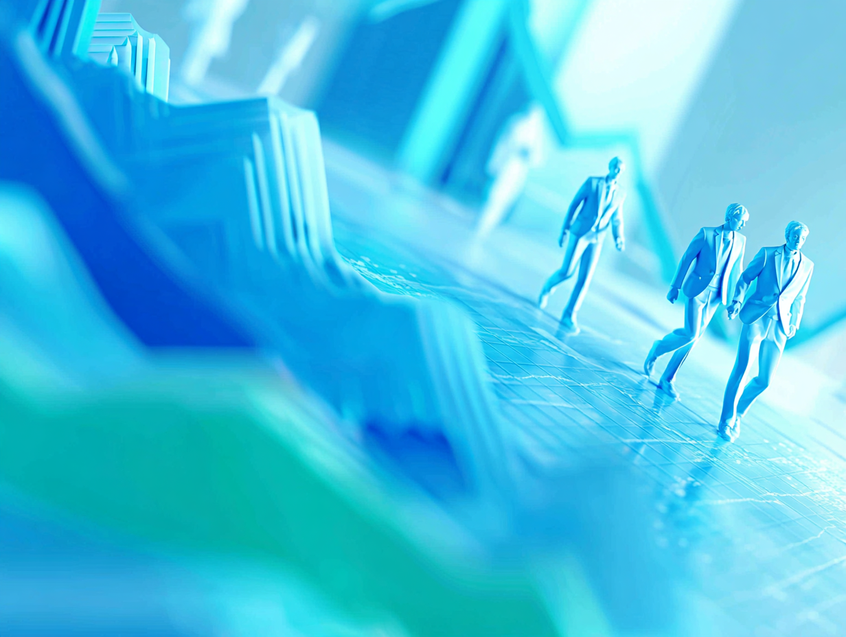 Abstract business figures representing a structured media operating platform.