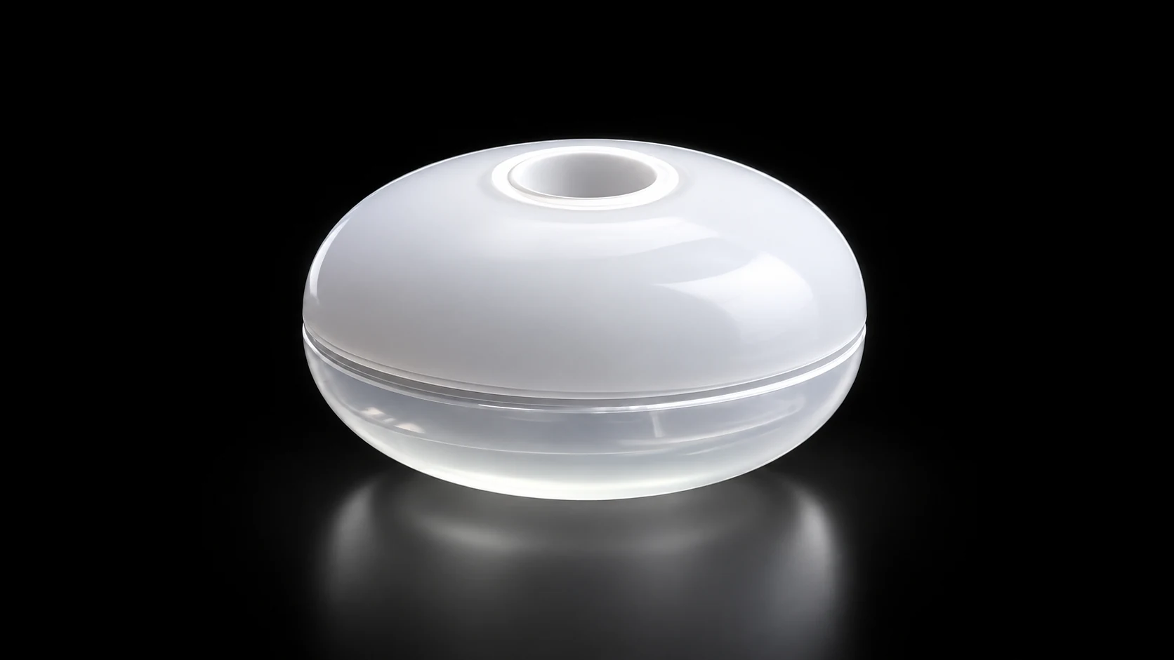Neura1 concept: a shallow translucent circular form with a central opening